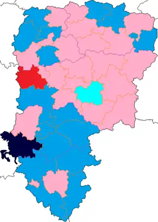 Nuance politique des candidats arrivés en tête dans chaque canton au 1er tour dans le département de l'Aisne.