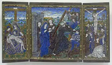 Triptyque de la Crucifixion par Monvaerni (fin XVe siècle, musée du Louvre).