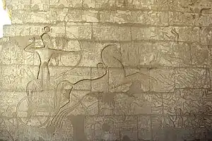 Ramsès&nbsp;II vainqueur à la bataille de Qadesh. Ramesséum
