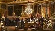 Réception du couple royal britannique dans le salon des Rois (Eugène Lami, 1843).