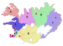 Régions de l'Islande.