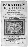 Paratitla IX de Jacques Cujas,