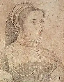 Portrait de Renée de Rieux, dessin de la Renaissance.