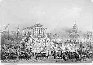Le char funèbre de Napoléon s'avançant sur l'avenue le 15 décembre 1840.