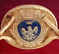 Revers du chaton gravé aux armes de Léon XII : "D'azur à l'aigle éployé d'or et couronné de même".