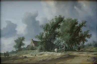 Le chemin de la dune avec une diligence(après la pluie), (1631)Musée des beaux-arts (Budapest)