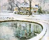 Le Bassin, neige, huile sur toile, 50 × 60&nbsp;cm
