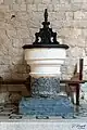 Les Fonts baptismaux XIIe&nbsp;siècle, XIIIe&nbsp;siècle° et XVIe&nbsp;siècle.