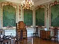 Salle de chasse avec papiers peints du château d'Ostrau&nbsp;(de) près de Bitterfeld, vers 1720/1730