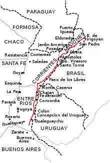 La route nationale 14 se termine à la frontière brésilienne au niveau de Bernardo de Irigoyen.