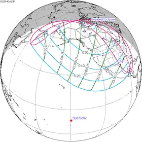 Carte de l'éclipse générale