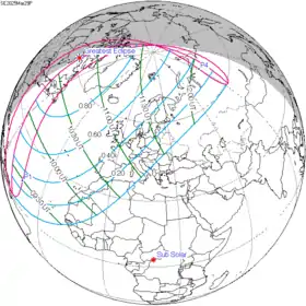 Carte de l'éclipse générale