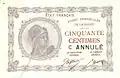 Billet de 50 centimes « Mines domaniales de la Sarre » 1920 (recto)