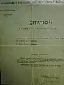 Citation à l'ordre du régiment d'Yvonne Rivoalan (elle reçut également la Croix de guerre avec étoile de bronze).