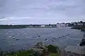 la Grand'Plage et le bourg vus du Décollé le soir.
