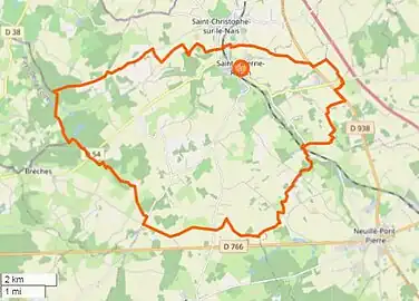 Carte représentant les limites territoriales d'une commune.
