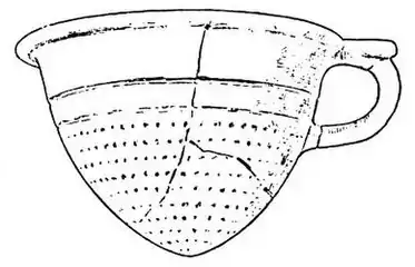 Passoire conique, hauteur 8,5&nbsp;cm ;anse de la même forme que celle de syphos de forme Déch. 59.