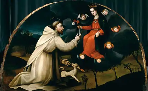 Saint Dominique reçoit le rosaire (avec son atelier)