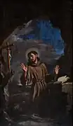 Saint François en adoration devant le crucifix, Le Guerchin (v. 1649), tableau de la cathédrale.