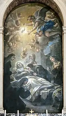 La Mort de sainte Scolastique par Luca Giordano.
