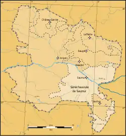 La sénéchaussée de Saumur en Anjou au XVIIIe&nbsp;siècle.