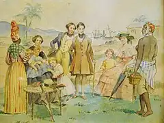 Scène de groupe en Guadeloupe, XIXe&nbsp;siècle.