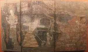 Peinture de Pendjikent (Tadjikistan), VIe – VIIe&nbsp;siècles. Musée national des antiquités du Tadjikistan (Douchanbé).