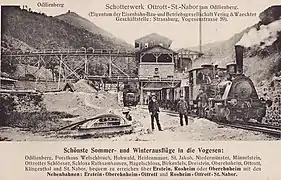 La locomotive T3 Borsig aux carrières d'Ottrott-Saint-Nabor, début du XXe&nbsp;siècle.