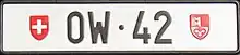 Plaque d'immatriculation arrière obwaldienne.