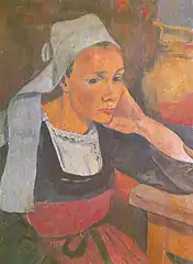 Portrait de Marie Lagadu (1889), huile sur toile (62&nbsp;×&nbsp;47&nbsp;cm), musée des beaux-arts de Pont-Aven.