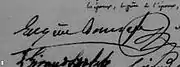 Signature ancienne sur papier jauni.