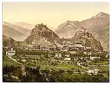Vue générale de Sion au XIXe&nbsp;siècle.