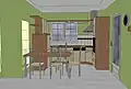 Dessin en 3D d'une cuisine moderne réalisée avec Sketchup