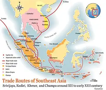 L'empire Khmer aux XIIe et XIIIe&nbsp;siècles sur les routes commerciales
