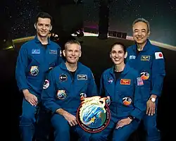 De g. à dr. Konstantin Borissov, Andreas Mogensen, Jasmin Moghbeli et Satoshi Furukawa.