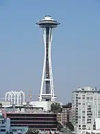 Space Needle, construit pour l'exposition internationale de Seattle de 1962 sur le thème : « Aperçu de la vie de l’Homme au XXIe&nbsp;siècle ».