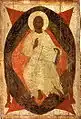 Christ en gloire. Icône du registre déisis l'iconostase de la cathédrale de l'Annonciation de Moscou au Kremlin de Moscou. Théophane le Grec (?). Fin XIVe&nbsp;siècle.