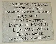 Plaque historique église