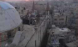 Les dégâts causés à la cathédrale Saint-Élie d'Alep vus en décembre 2016