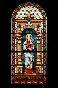 Ste Élisabeth de Hongrie,vitrail du XVIIIe&nbsp;siècle,musée de Ljubljana (Slovénie).