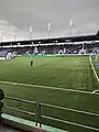 Vue de la tribune A peu avant un derby contre le Stade Lausanne Ouchy le 16 avril 2023.