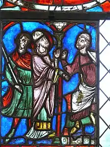 Vitrail représentant saint Nicolas, début du XIIIe siècle.