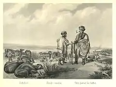 Csordás (« bouviers ») en Hongrie au XIXe&nbsp;siècle.