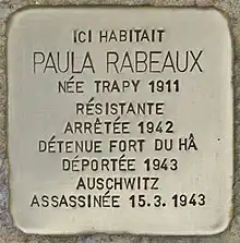 Plaque commémorative pour Paual Rabeaux (no&nbsp;31725)