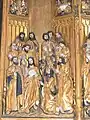 S'agenouillant et montrant, retable en bois sculpté suédois du début du XVIe&nbsp;siècle, Cathédrale de Strängnäs