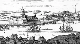 Le château et les remparts au début du XVIIe&nbsp;siècle avant la grande guerre du Nord.