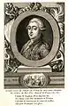 Pierre-André de Suffren vu par une illustration française de 1785, avec une dédicace à sa gloire.
