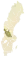 Carte représentant la province de Dalécarlie au sein de la Suède, au centre-ouest du pays.