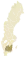 Carte représentant la province de Småland au sein de la Suède, au sud-est du pays.