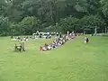 Pique-nique scolaire dans le parc.